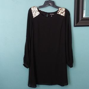 Black long slit cut sleeve dress